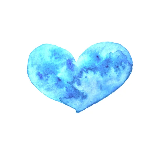 Aquarell Große Blaue Herzliebe Valentinstag Hintergrund Und Textur Handgezeichnet — Stockfoto