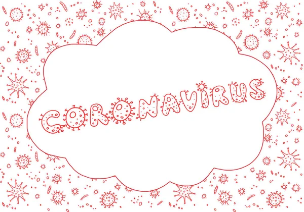 Coronavirus Virus Color Garabato Escrito Mano Dibujado Mano Antecedentes Marco — Foto de Stock
