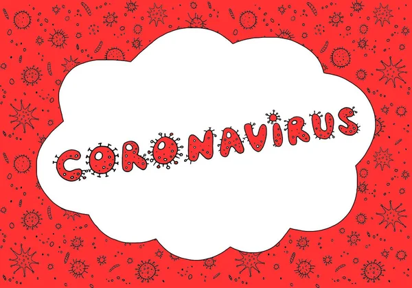 Coronavirus Virus Color Garabato Escrito Mano Dibujado Mano Antecedentes Marco — Foto de Stock