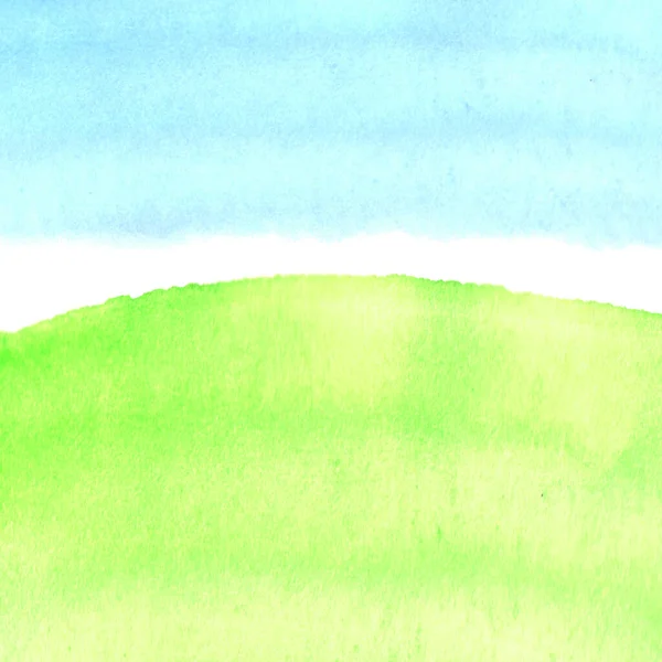 Solig Äng Landet Med Grönt Gräs Och Blå Himmel Abstrakt — Stockfoto