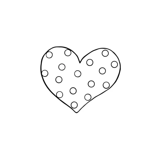 Esboço Vetor Coração Com Bolinhas Desenho Colorir Dia Dos Namorados — Vetor de Stock