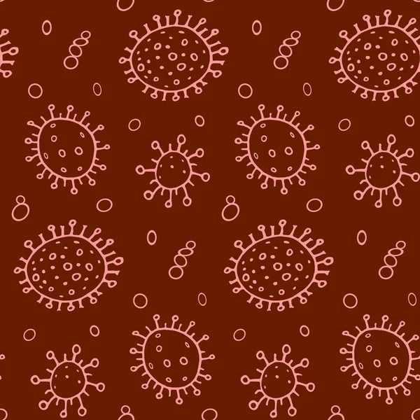 Безшовний Вірус Бактерії Векторні Ілюстрації Зупинити Covid Начерк Каракулі Кольоровий — стоковий вектор
