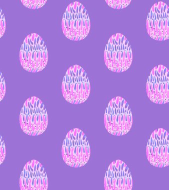 Kusursuz desenler, arka planlar, çok renkli soyut Paskalya yumurtaları. Suluboya dekoratif çizim.