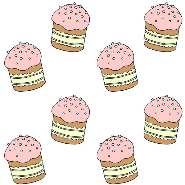 Patrón Sin Costuras Pastel Pascua Pan Dulce Paska Fondo Textura — Vector de stock