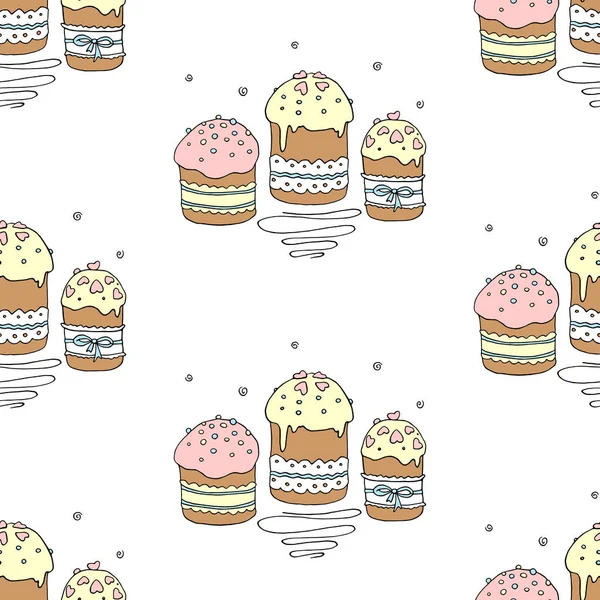 Patrón Sin Costuras Pastel Pascua Pan Dulce Paska Fondo Textura — Vector de stock