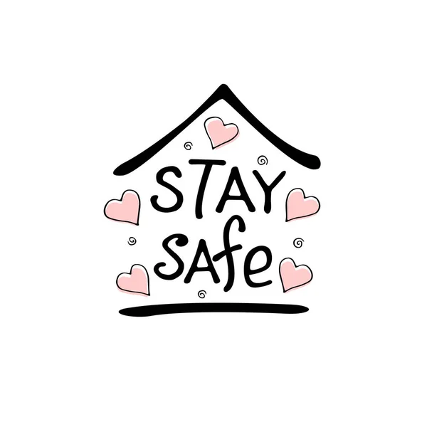 Stay Home Stay Safe Hand Vector Lettering Theme Quarantine Self — Stock Vector