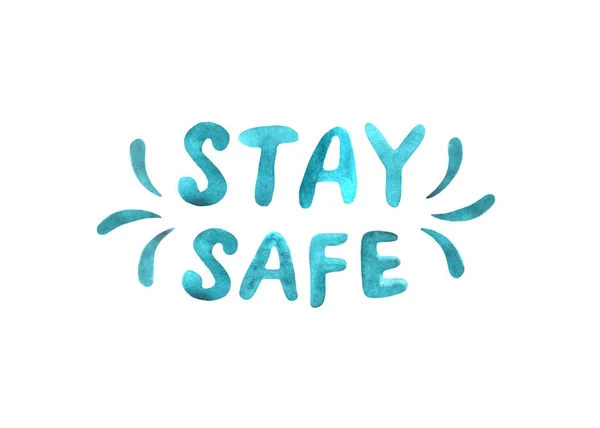 Stay Home Stay Safe Watercolor Lettering Theme Quarantine Self Isolation — Stock Photo, Image