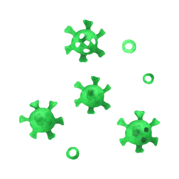 Значок Вируса Логотип Вирусная Инфекция Молекул Коронавирус Грипп Акварель — стоковое фото