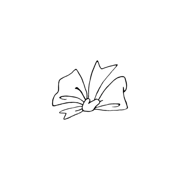Contour Outline Bow Ribbon Doodles Lines Art Coloring Book Hand — 스톡 사진