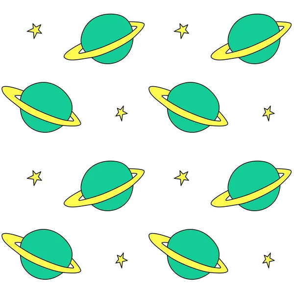 Baby Naadloos Patroon Cartoon Planeet Verzadigd Sterren Ruimte Vector Kosmische — Stockvector