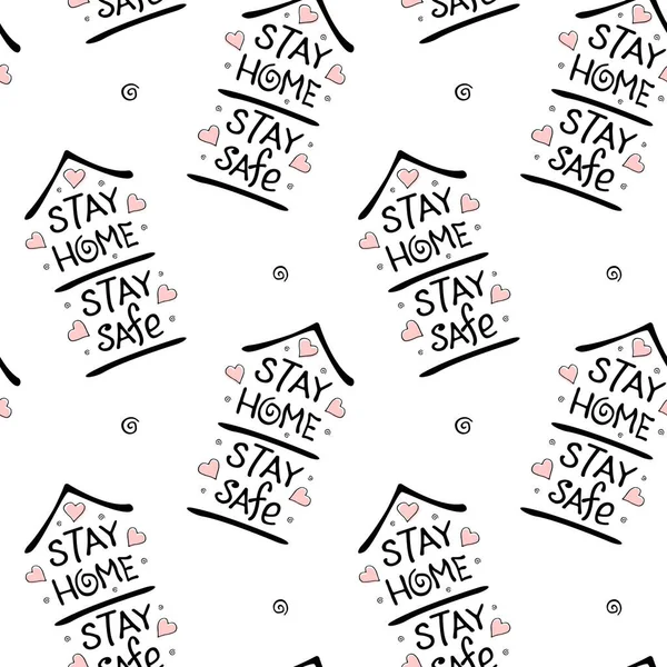 Stay Home Stay Safe Hand Vector Lettering Theme Quarantine Self — Stock Vector