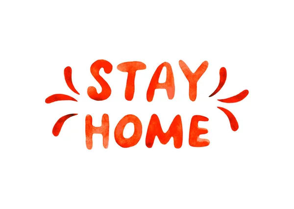 Stay Home Stay Safe Red Watercolor Lettering Theme Quarantine Self — Stock Photo, Image