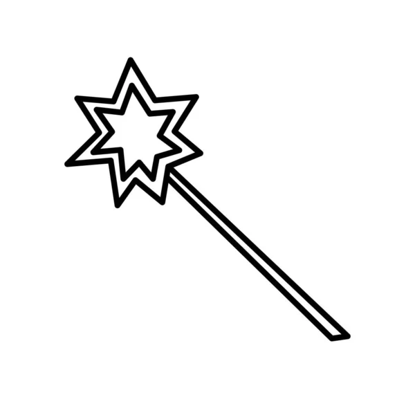 魔法の杖の輪郭アイコン 魔術師 魔術師 幻想家のツール ベクトルシンボルデザイン要素の着色 — ストックベクタ
