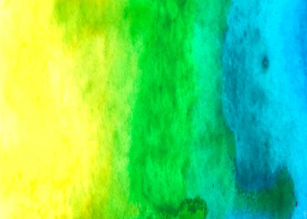 抽象的な水彩画の背景明るい黄色の紺碧の青緑 手描き 紙の質感 — ストック写真