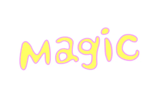 Magic Векторна Рука Написана Жовтим Кольором Картка Вітання Вітання Шаблон — стоковий вектор