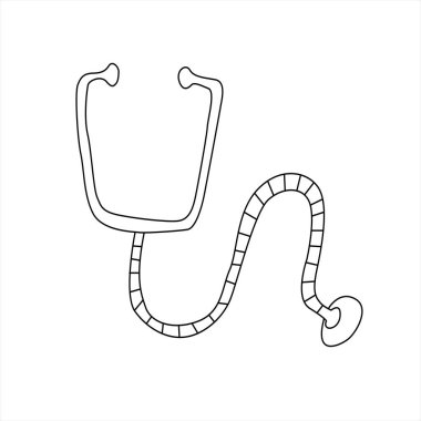 Beyaz arka planda izole tıbbi steteskop. Vektör çizimi EPS10 çizimi. İlaç, sağlık, tedavi gibi konularda kullanılabilir.