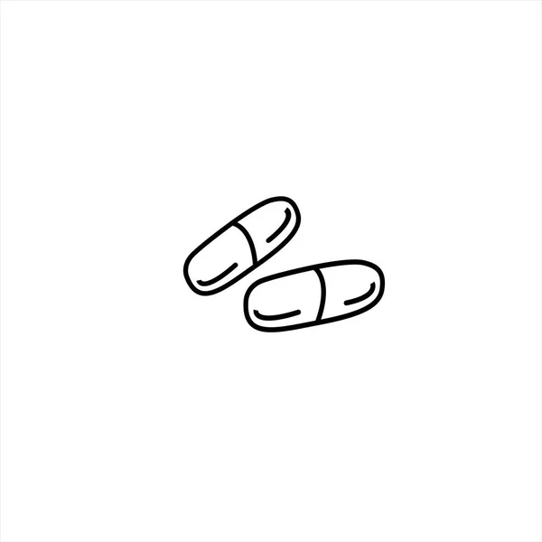 Απλό Doodle Φάρμακα Χάπια Δισκίο Κάψουλα Απομονώνονται Λευκό Φόντο Εικονογράφηση — Διανυσματικό Αρχείο