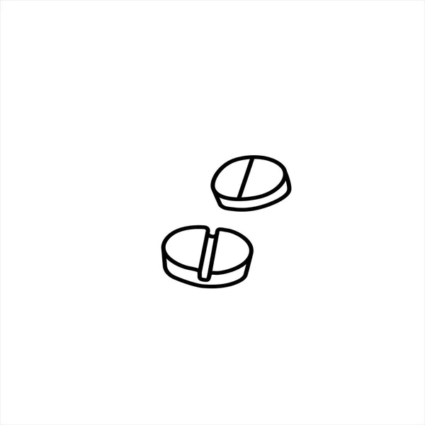 Einfache Doodle Medikamentenpillen Tablette Kapsel Isoliert Auf Weißem Hintergrund Vektorgrafik — Stockvektor