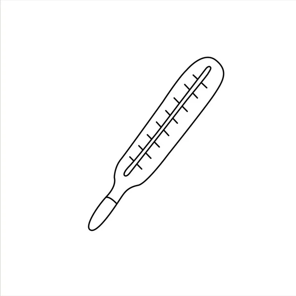 Kwikthermometer Icoon Schets Doodle Medische Benodigdheden Medicijnen Behandelen Beschermen Tegen — Stockvector