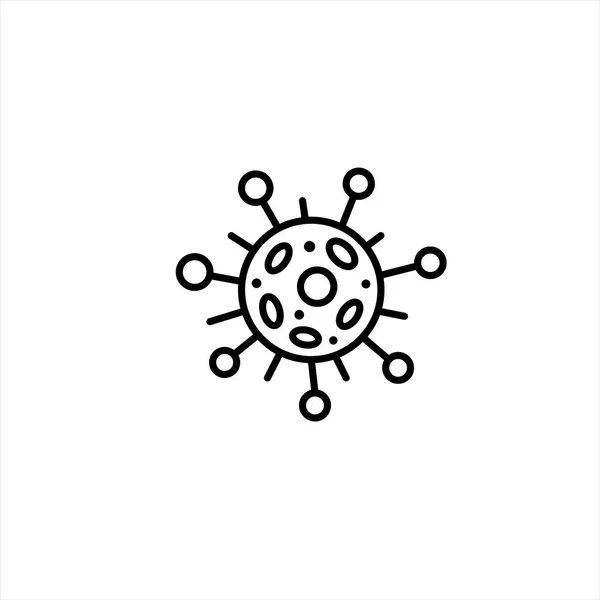 Virusikonen Molekylen Virusbakterieinfektion Coronavirus Covid Influensainfektion Kontur Skissera Klotter Monokrom — Stock vektor
