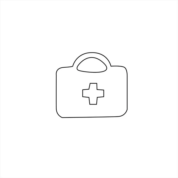 Medicine Chest Doodle Style Isolated White Background First Aid Kit — Stock Vector