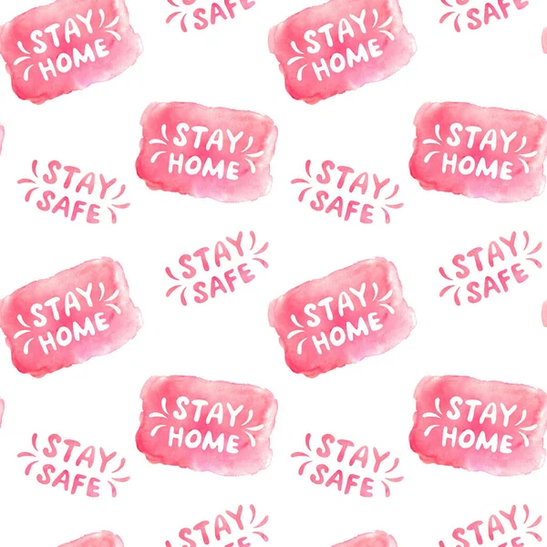 Stay Home Stay Safe Watercolor Hand Drawn Lettering Theme Quarantine — Stock Photo, Image
