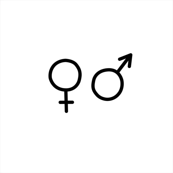 Símbolos Genger Feminino Masculino Desenhados Mão Esboço Ícone Doodle Sexo — Vetor de Stock