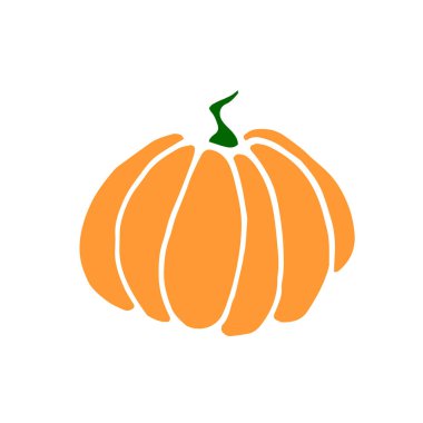 Beyaz arkaplanda izole edilmiş basit düz renk balkabağı simgesi. Sembol sonbahar, mahsul, verimli yıl. Şükran Günü ya da Cadılar Bayramı temasını hasat et. EPS10 el çizimi vektörü illüstrasyon.