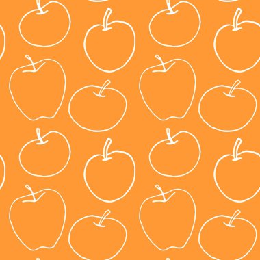 Elmasız vektör renk sonbahar deseni. Taslak karalama. Tekrarlanan baskı. Okula dönmek için mükemmel, elma toplama, yiyecek paketleme, mutfak tekstili..