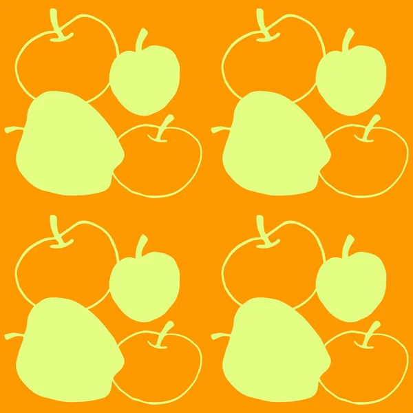 Pommes Sans Couture Vecteur Couleur Motif Automne Décrivez Doodle Impression — Image vectorielle