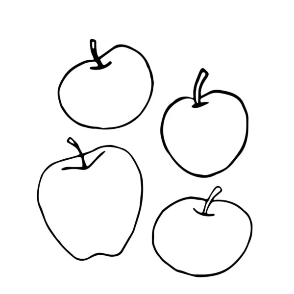 Icône Simple Pomme Plate Isolée Sur Fond Blanc Décrivez Doodle — Image vectorielle