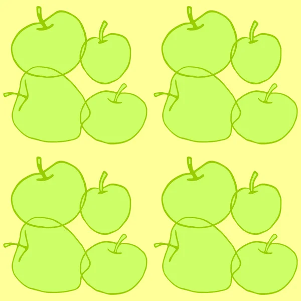 Manzanas Patrón Color Vectorial Sin Costuras Esboza Garabatos Repetir Impresión — Archivo Imágenes Vectoriales