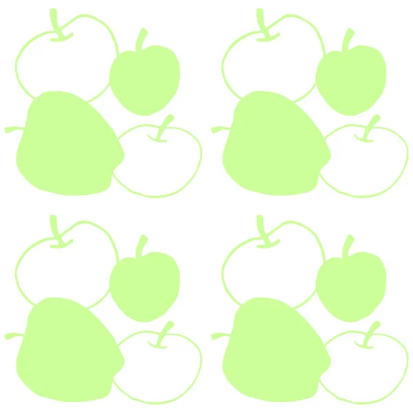 Jabłka Bezszwowe Wektorowe Wzór Kolorów Nakreśl Bazgroły Powtarzające Się Odciski — Wektor stockowy