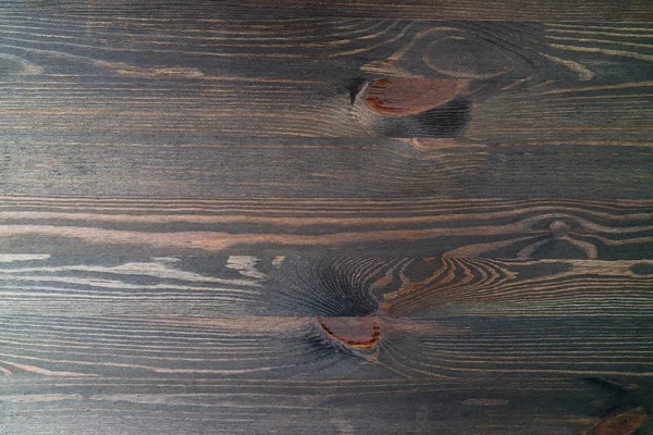 具有华丽自然木纹的深褐色木板顶视图 — 图库照片