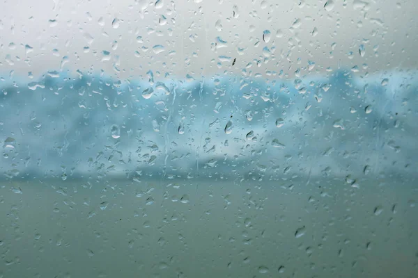 Vatten Droppar Kryssningsfartyg Glas Fönster — Stockfoto