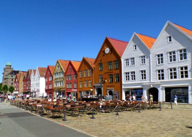 Colorful Historic Buildings of the Bryggen Hanseatic Wharf of Bergen, Norway