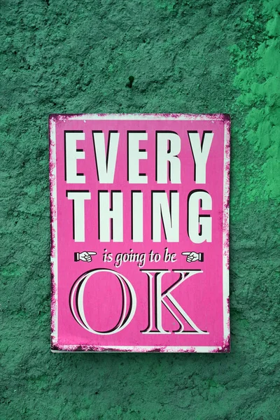 Pop Stylu Sztuki Żywy Różowy Signboard Wszystko Będzie Szorstkiej Zielonej — Zdjęcie stockowe