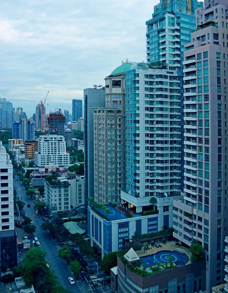 Vertical Image Bangkok Urban View Blue Color Tajlandia — Zdjęcie stockowe