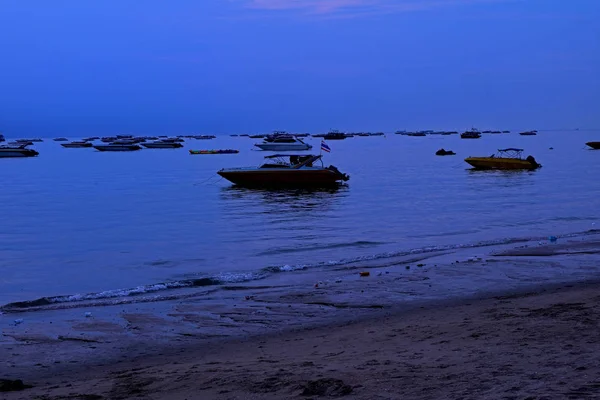 Atardecer Mar Con Veleros Color Azul — Foto de Stock