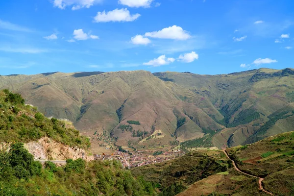 Vista Aérea Panorâmica Sítio Arqueológico Tipon Vale Sagrado Inca Região — Fotografia de Stock