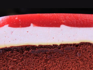 Arkaplan için Çikolata Süngeri Keki ile Ahududu Kreması 'nın Dokusunu Kapat