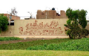 Sipan Müzesi Kraliyet Mezarları Duvarı, Huaca Rajada, Lambayeque, Chiclayo, Peru, Güney Amerika