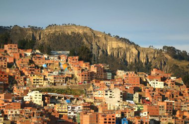 La Paz, Bolivya, Güney Amerika 'daki Hillside Residential Area' nın Hava Görüntüsü