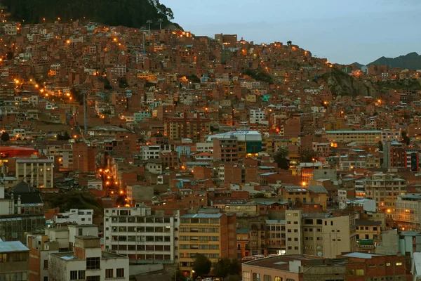 Impresionante Vista Vespertina Luz Morada Hillside Paz Bolivia América Del — Foto de Stock