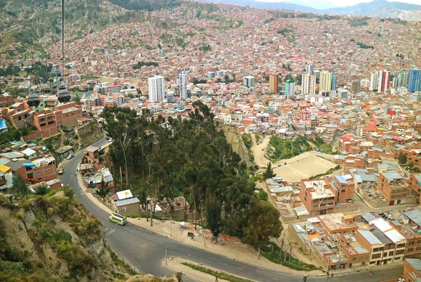 Impresionante Vista Aérea Paz Capital Bolivia Vista Desde Teleférico Teleferico — Foto de Stock