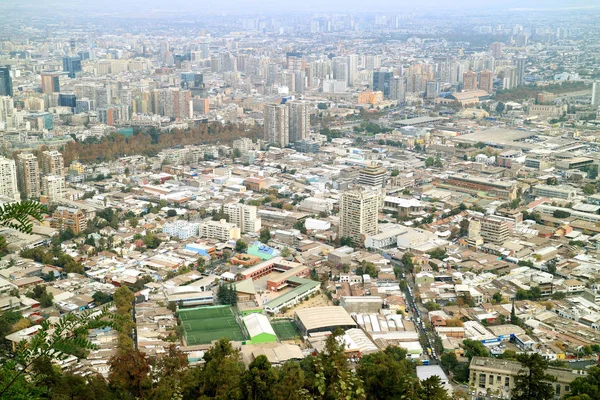 Spectacular Aerial View Santiago Seen San Cristobal Hilltop Santiago Chile — Stock Photo, Image