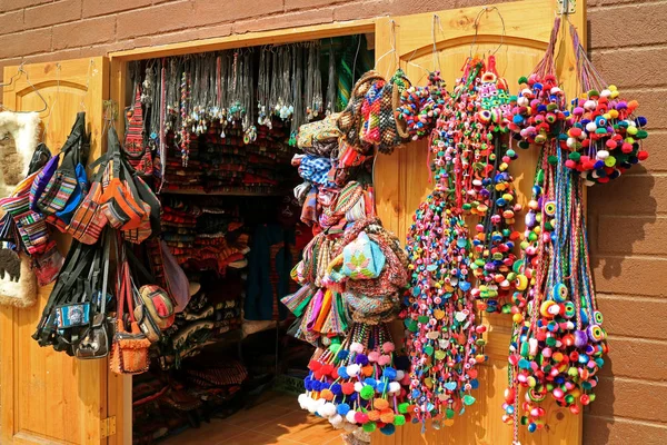 Farbenfrohes Traditionelles Handwerk Souvenirshop Von San Pedro Atacama Stadt Chile — Stockfoto