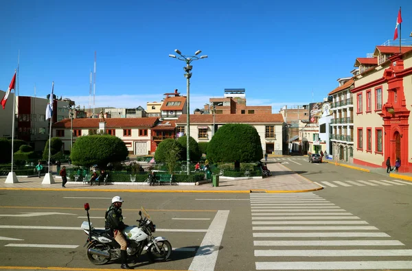 Plaza Armaz Hlavní Náměstí Města Puno Mnoha Lidmi Peru Jižní — Stock fotografie