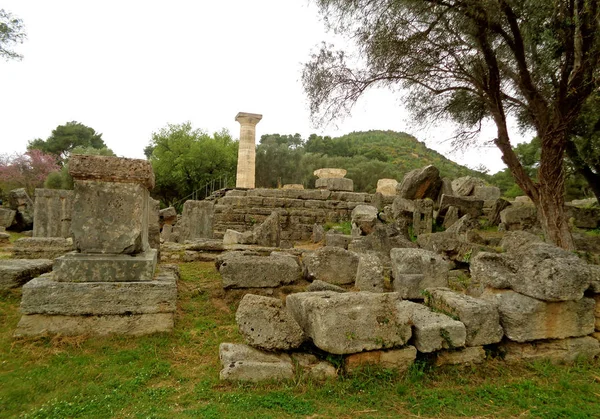 Los Restos Del Templo Zeus Sitio Arqueológico Olympia Antiguo Grecia —  Fotos de Stock