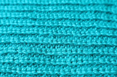 Kapalı Turkuaz Mavi Alpaka Yün Kumaşı Yatay Desenlerle Örülmüş